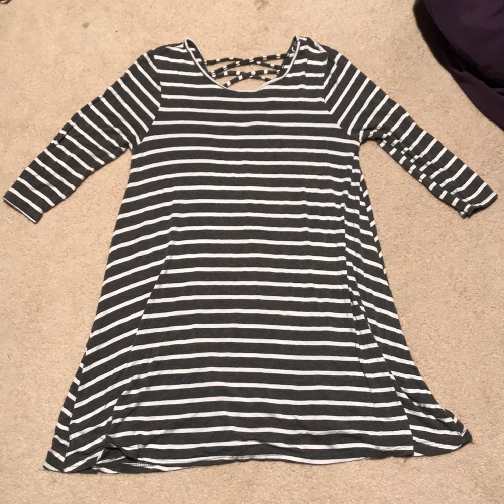 Grey and white stripped dress